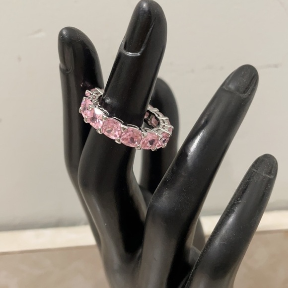 Pink Cubic Zirconia Eternity Ring - Picture 7 of 10